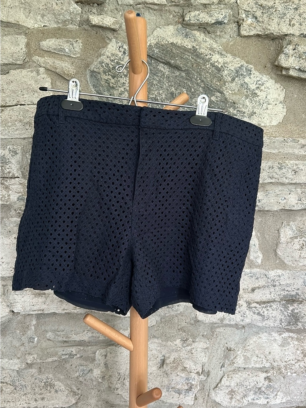 Navy Eyelet Shorts